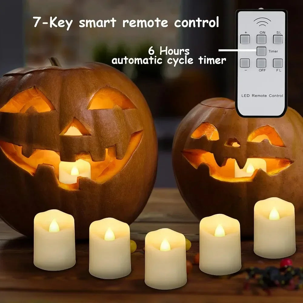 Pack of 12/24 Rechargeable Flameless Candles with Lampshade Flickering LED Electric Tea Lights Timer Remote USB Charging Candles Peaceful Pleasures Health and Wellness