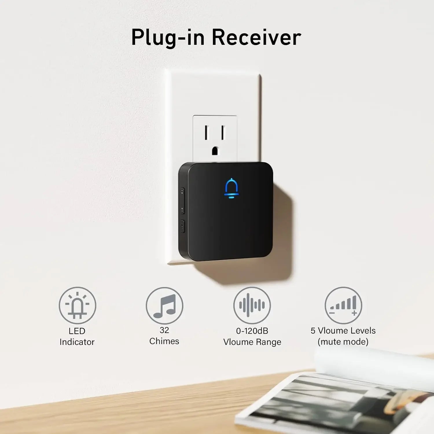 Wireless Doorbell with 1000ft Range, Adjustable Volume, Waterproof Design, Easy Installation, 32 Melodies in Black Peaceful Pleasures Health and Wellness