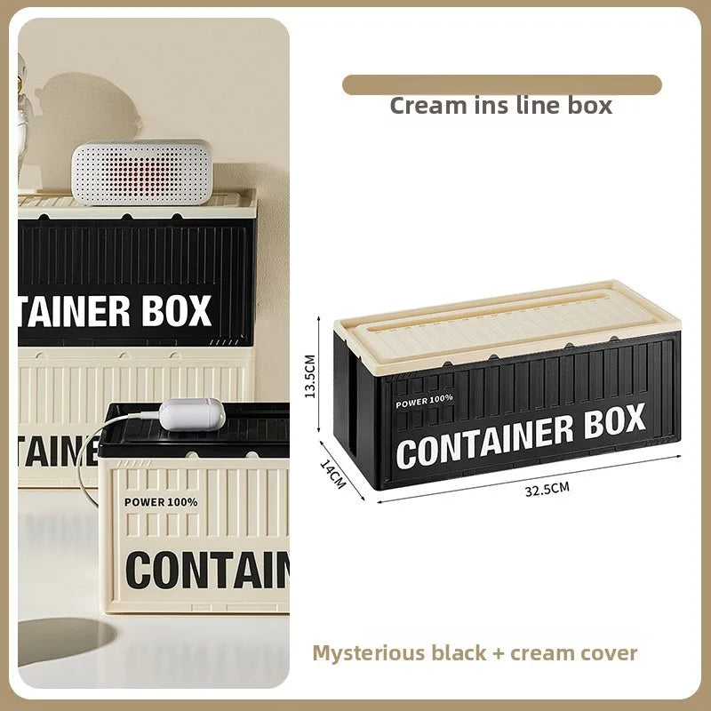 Cable Management Box | Power Strip Organizer & Phone Stand