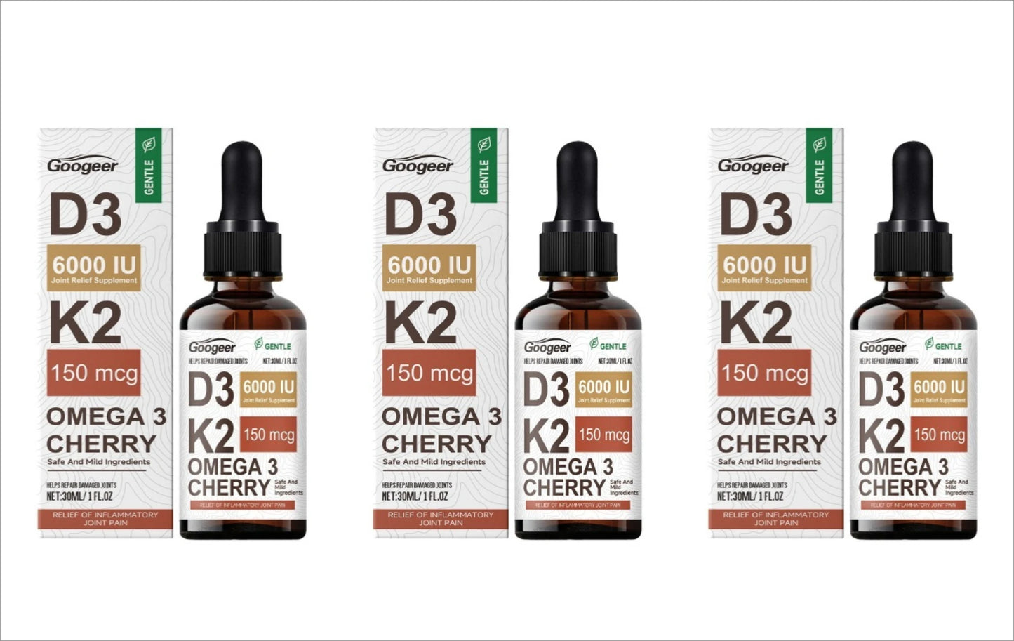 Googeer D3 6000 IU K2 150mcg Omega-3 Joint Support Drops 30ml