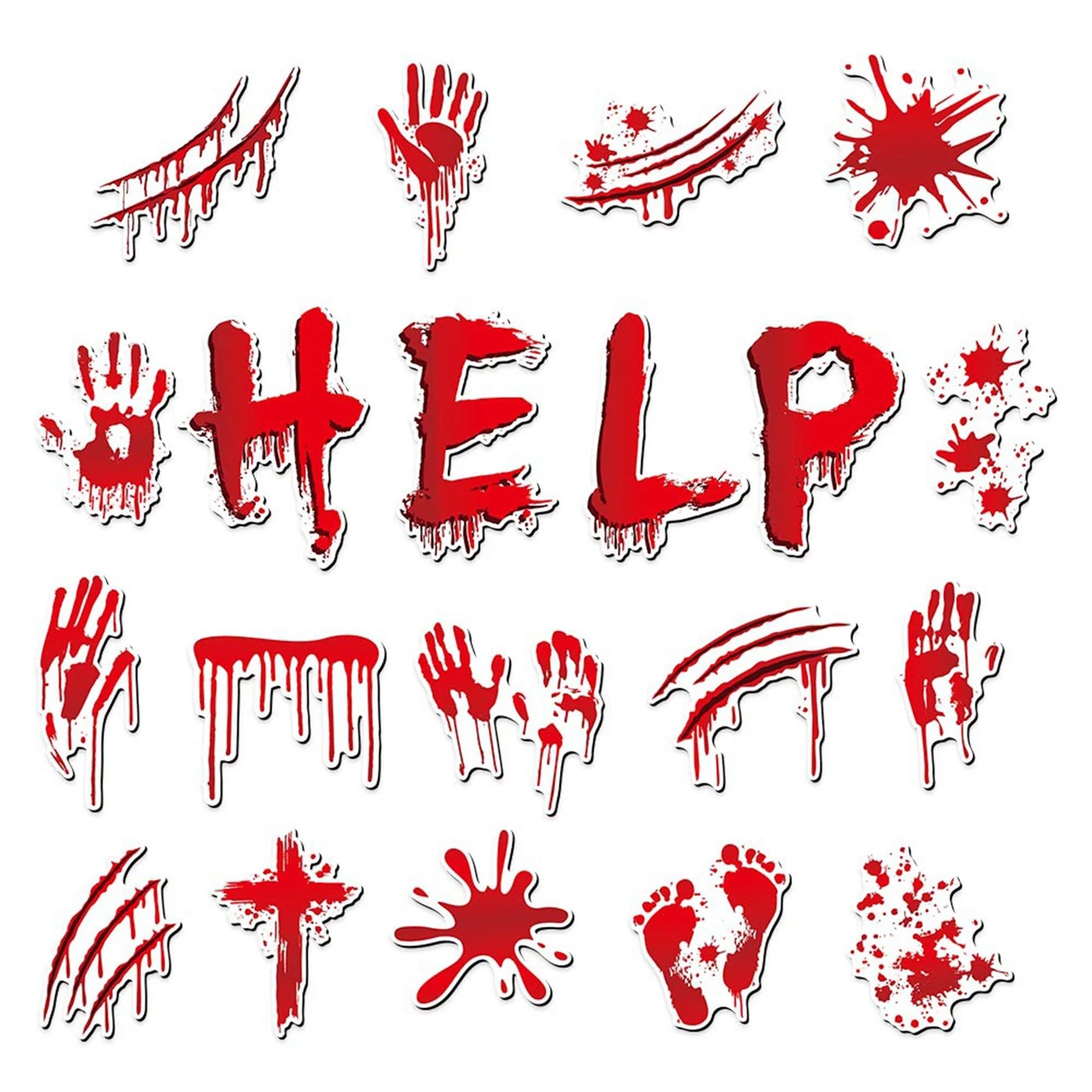 Halloween Refrigerator Magnets Stickers Horror and Dirty Bleeding Red Stickers Suitable for Party Paper Favor Peaceful Pleasures Health and Wellness