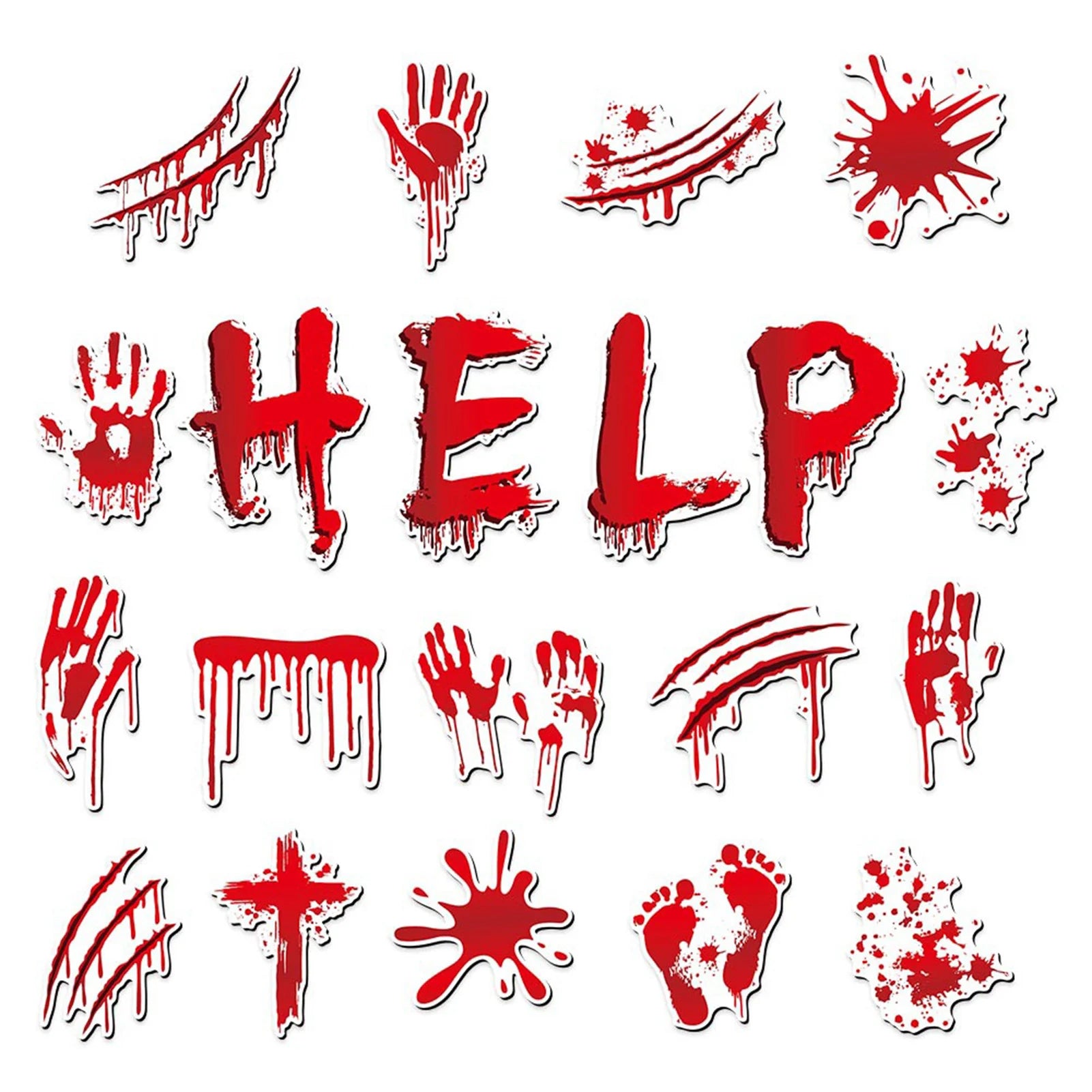 Halloween Refrigerator Magnets Stickers Horror and Dirty Bleeding Red Stickers Suitable for Party Paper Favor Peaceful Pleasures Health and Wellness