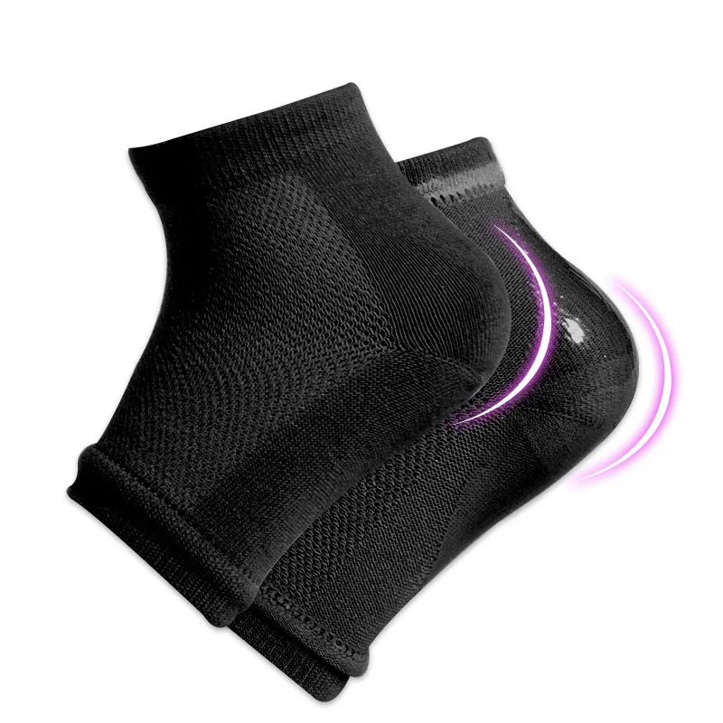 Moisturizing heel socks 1 pairs of gel lined toe less hydrotherapy socks can heal and treat dry and cracked heels during sleep Peaceful Pleasures Health and Wellness black