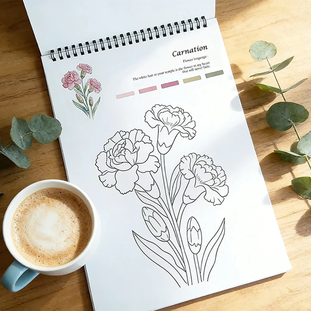 Flower Coloring Book Student Practice Line Drawing Art Specific