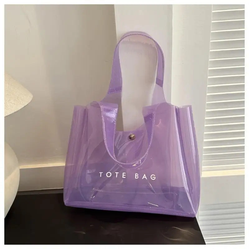 Women's Clear PVC Transparent Shoulder Tote Bag | Daily Commute