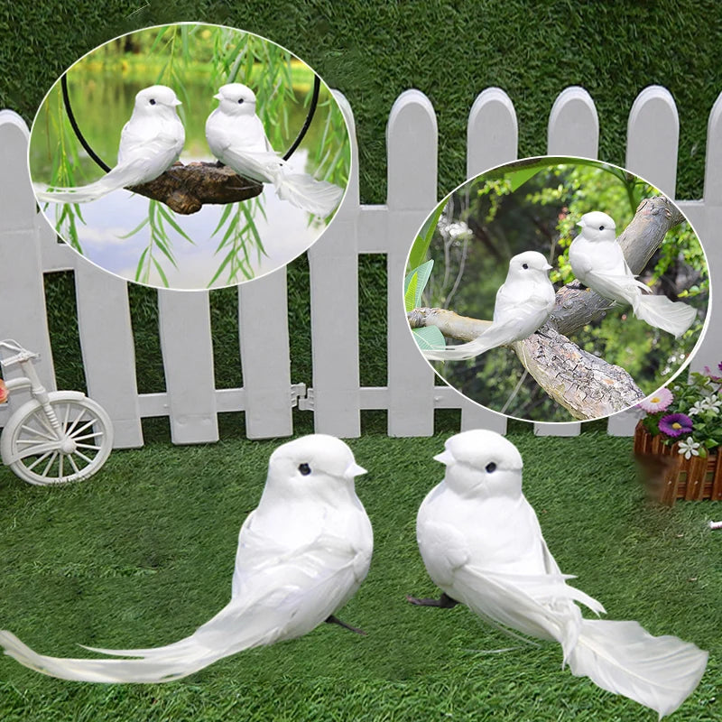 Artificial White Dove Bird Decor – Realistic Feathered Ornament Bird Figurine Decor Peaceful Pleasures Health and Wellness