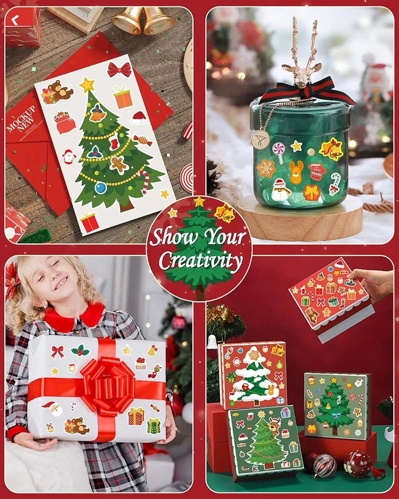 Christmas Tree Party Favors Stickers Kids DIY Puzzle Childern Gifts