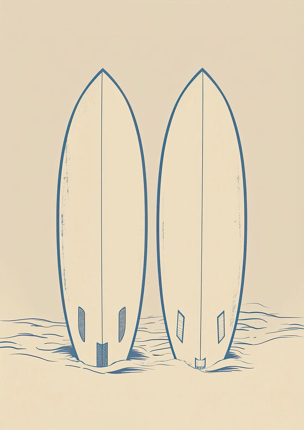 Vintage Beach Sea & Surf Canvas Wall Art | Minimalist Print