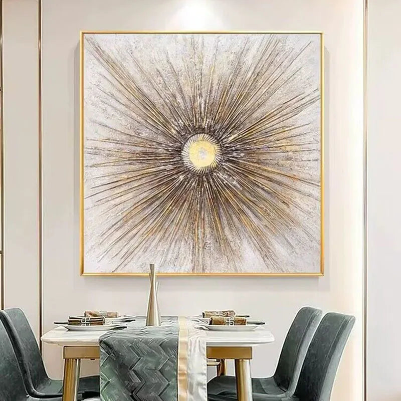 Hand Drawn Golden Lines Modern Minimalist Oil Painting Wall Art Poster For BedRoom Decoration Hand Drawn Oil Painting On Canvas Peaceful Pleasures Health and Wellness