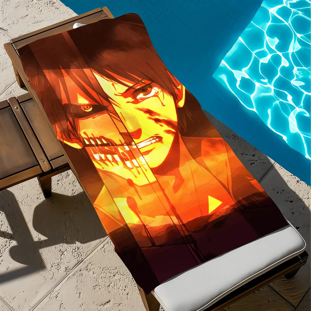 Attack on Titan Anime Beach Towel – Quick Dry & Soft Anime Beach Towel Peaceful Pleasures Health and Wellness z2 STJ40x70CM