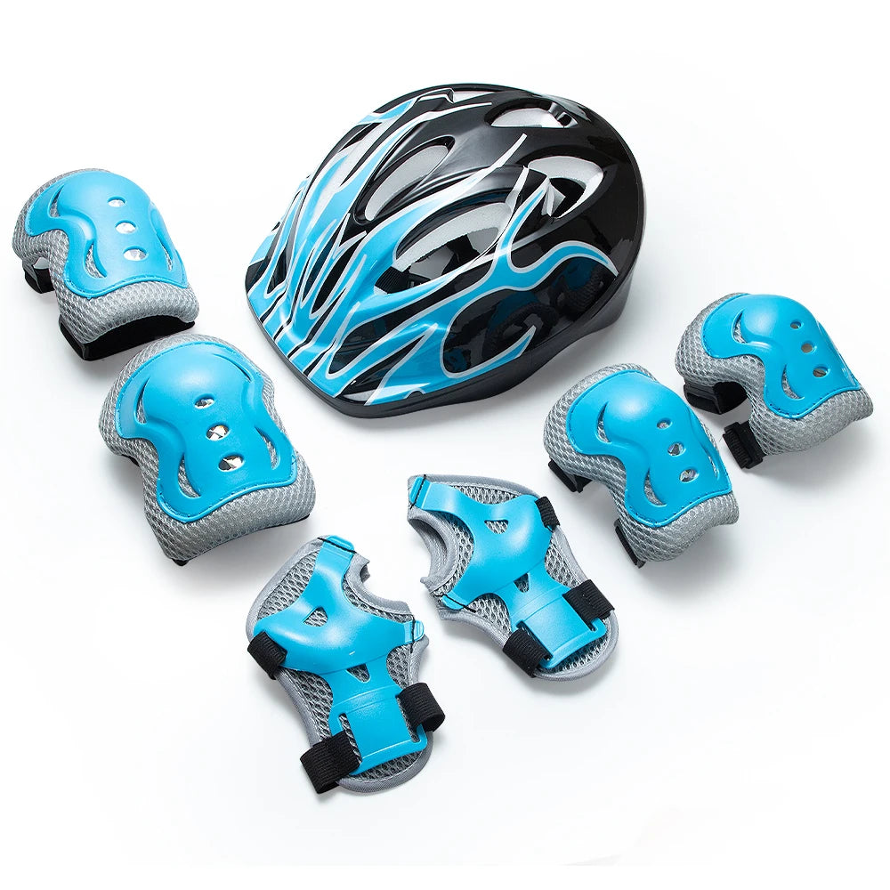 7PCS Adjustable Kids Toddler Helmet with Knee Pads,Elbow Pads & Wrist Guards,Bike Helmet for Skateboard,Skating,Biking,Cycling Peaceful Pleasures Health and Wellness Blue-7PCS