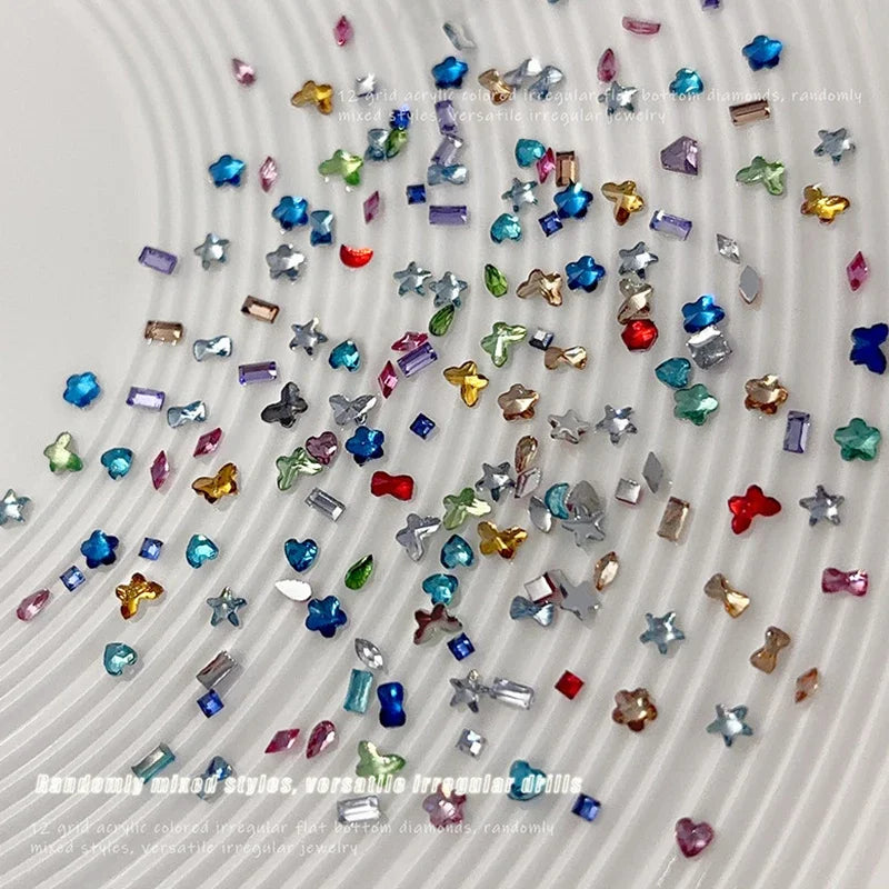 12 Grids Mix 3D Flatback Nail Rhinestones Mini Crystal Diamonds Nail Art Glitter Charm DIY Manicure Decor Accessories Peaceful Pleasures Health and Wellness