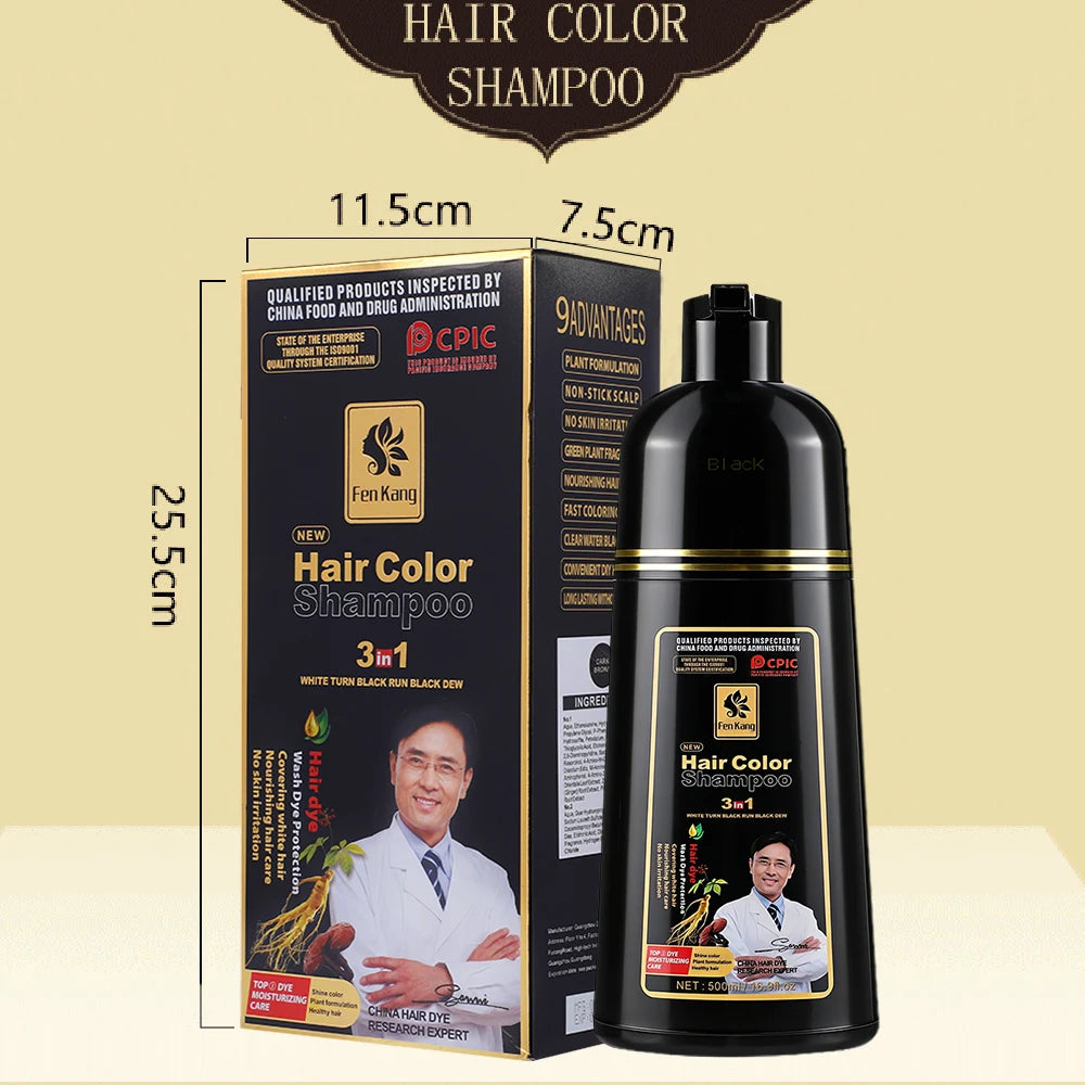 Hair Color Shampoo for Gray Hair 3 in 1 Black Hair Dye Shampoo for Women&Men Natural Herbal Safety Nourishing Hair Care Cream Peaceful Pleasures Health and Wellness