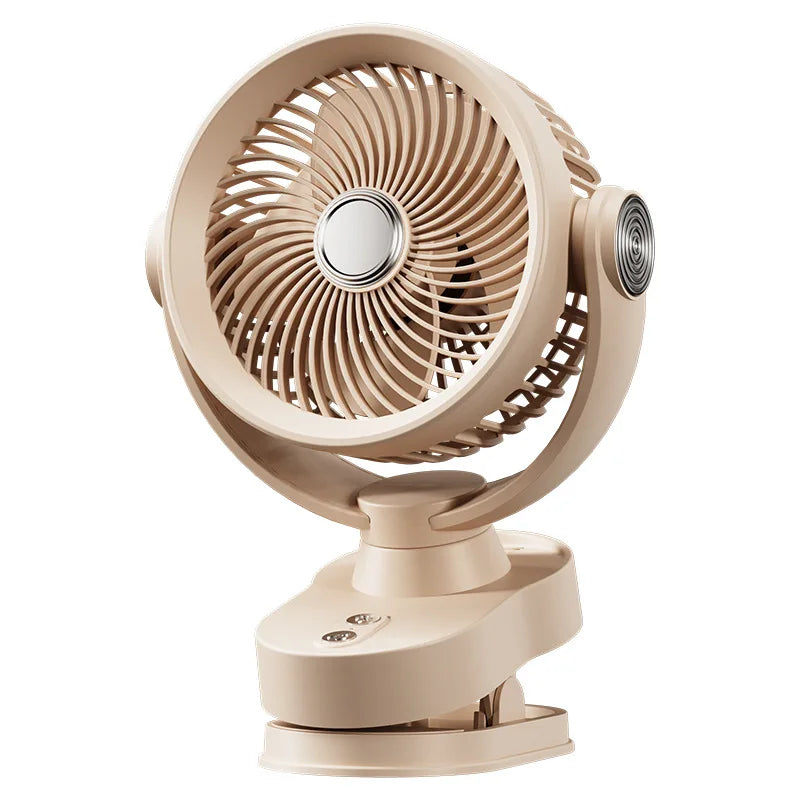 USB Rechargeable Clip Desk Fan – Silent, LED & Oscillating