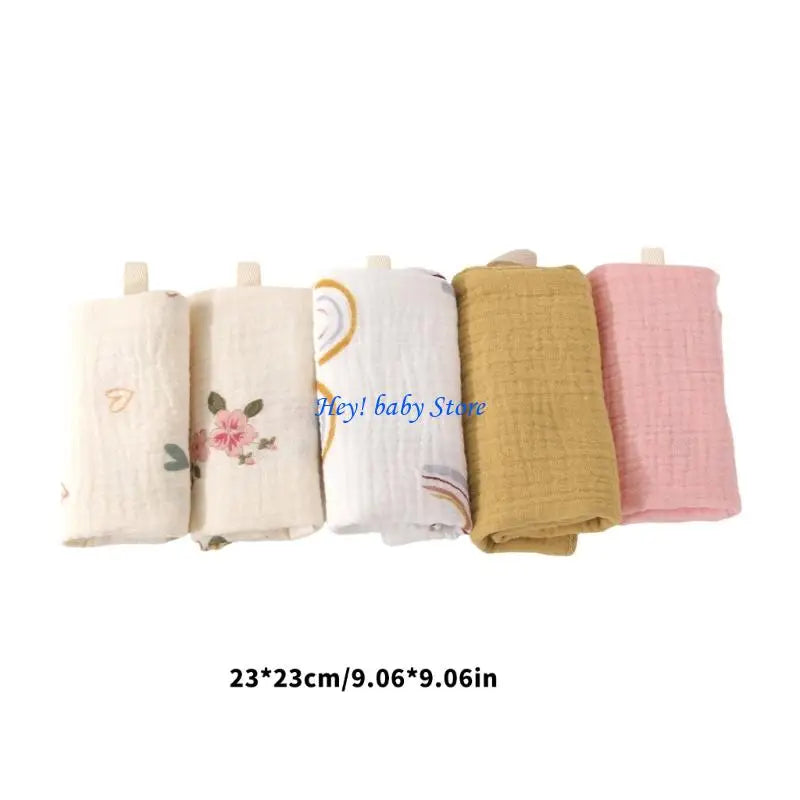4-Layer Cotton Burp Cloths for Newborns – 5-Pack Washcloths