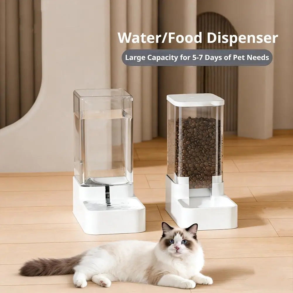 High Quality Large-capacity Pet Feeder Transparent Automatic Feeder Water Dispenser Set New Automatic Feeder Set For Cats Dogs Peaceful Pleasures Health and Wellness