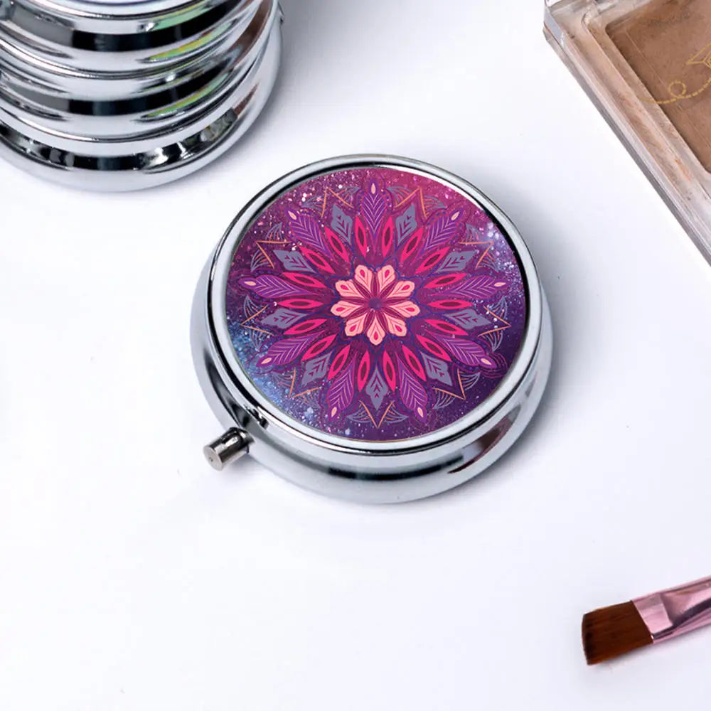 Portable 3 Cell Metal Pill Boxes Stainless Steel Round Pill Boxes Medicine Organizer Container Medicine Case Splitters Pill Box Peaceful Pleasures Health and Wellness B