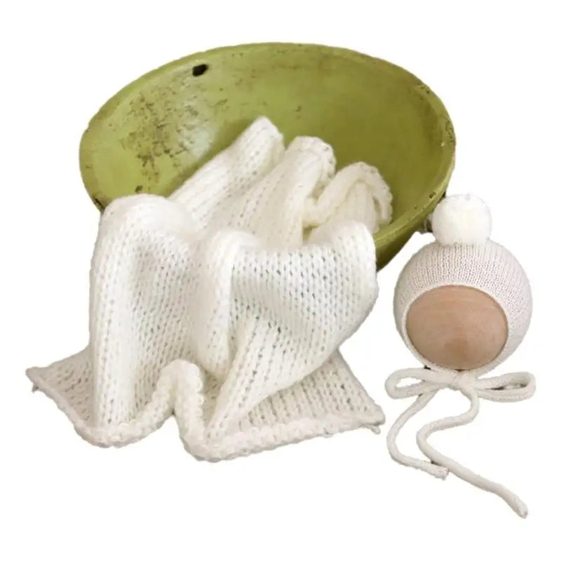 Newborn Photography Props – Mohair Hat & Wrap Blanket Set
