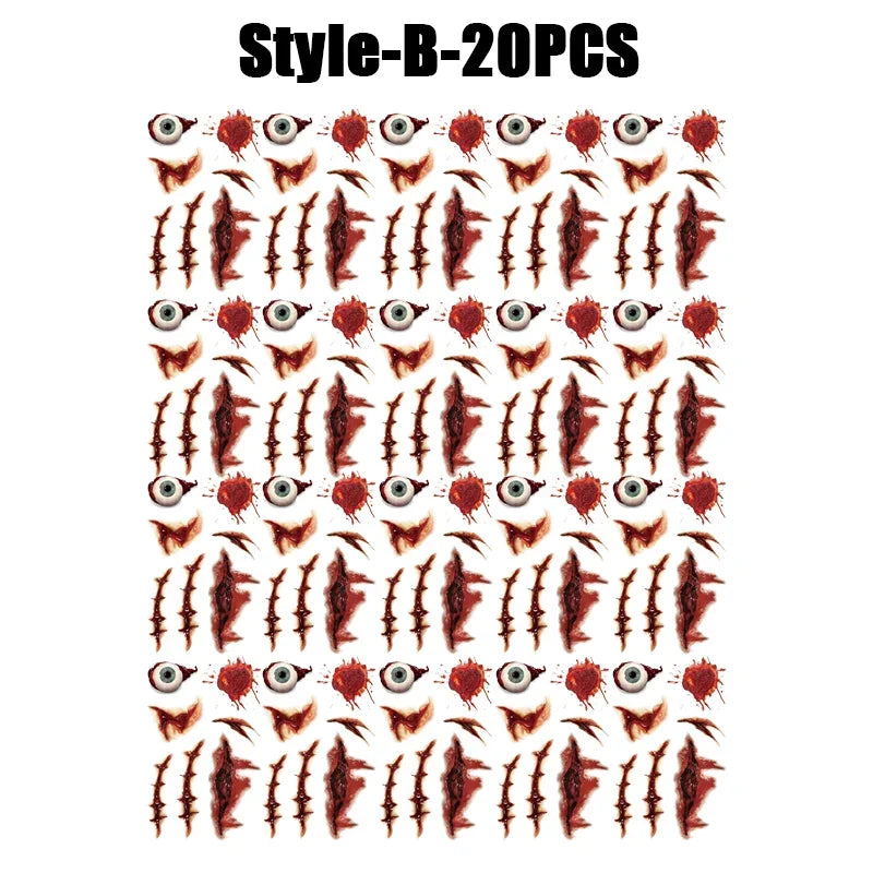 Halloween Horror Temporary Tattoos – Bloody Scar & Wound Stickers