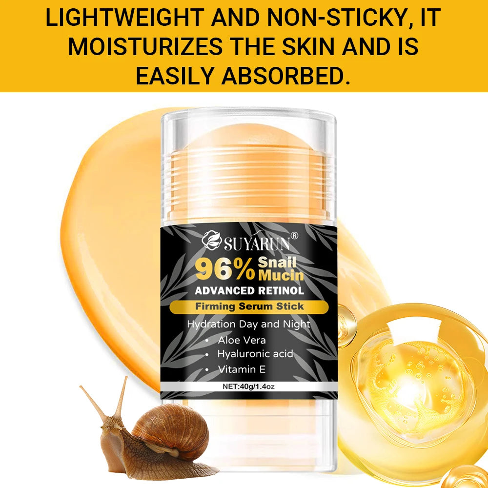 SUYARUN 96% Snail Mucin & Retinol Anti-Aging Cream Stick - Firming Neck, Face & Feet Care, Intensive Hydration. Peaceful Pleasures Health and Wellness