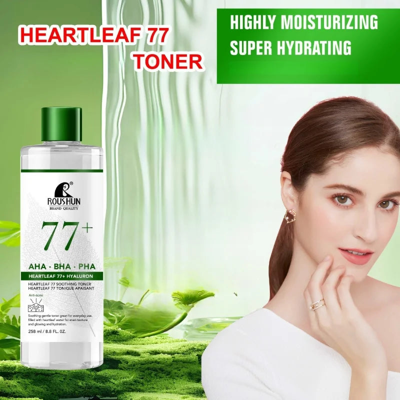 258mlLarge Capacity ROUSHUN AHA BHA PHA 77+ Lotion TONERMoisturizing and Hydrating Facial Water Peaceful Pleasures Health and Wellness