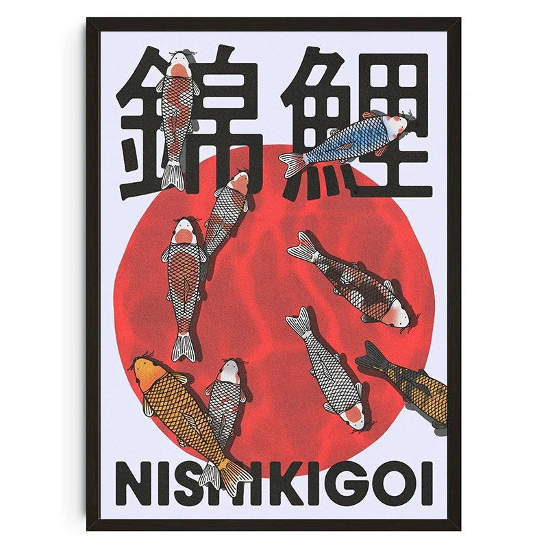 Vintage Japanese Abstract Koi Flower Canvas Poster Mid Century Retro Print Wall Art for Living Room Home Aesthetic Decor Peaceful Pleasures Health and Wellness 4 50x70cm Unframed
