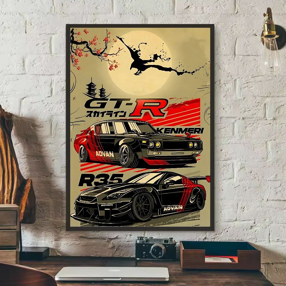 Japanese Cars Samurai Poster | HD Waterproof PVC Wall Art Wall Art Poster Peaceful Pleasures Health and Wellness z9 21X30cmNoframe