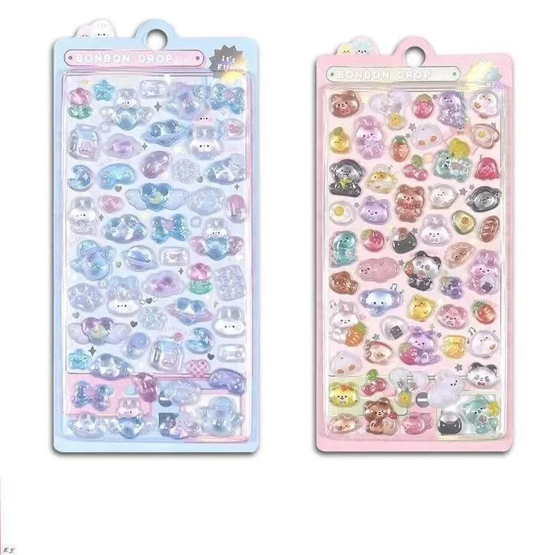 Fun 3D Pop Up Stickers Girls Kids DIY Craft Crystal Diamonds Cute