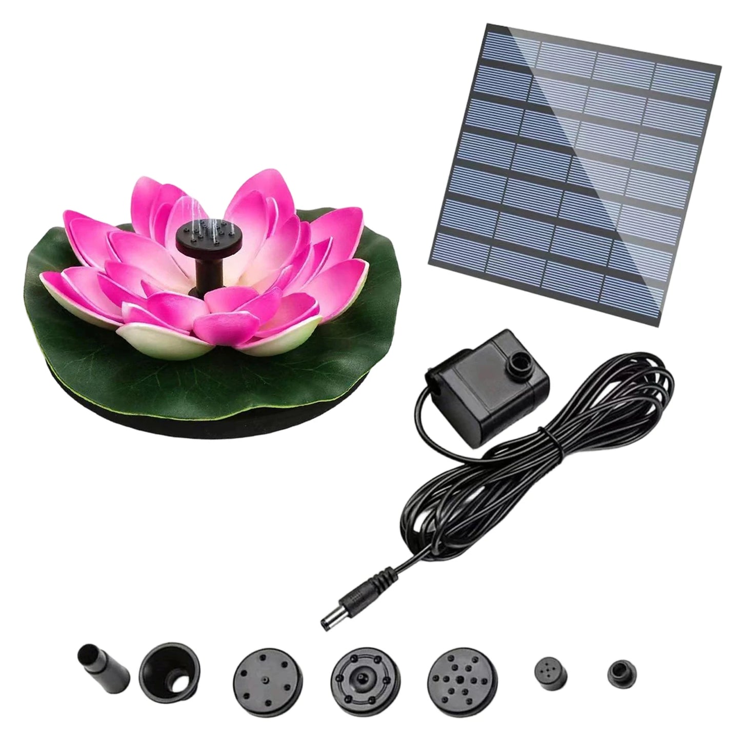 Lotus Solar Bird Bath Fountains with 6 Nozzles Solar Fountain Water Pump Easy Install for Garden Pond Pool Fish Tank and Outdoor Peaceful Pleasures Health and Wellness