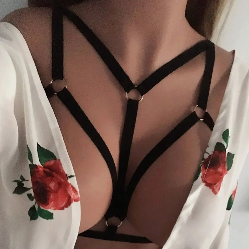 Sexy Body Harness Women Black Harajuku Neck Cage Bra Fetish Lingerie