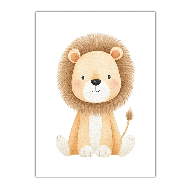 Nursery Animal Canvas Wall Art | Tiger Hippo Lion Kids Poster Canvas Wall Art Peaceful Pleasures Health and Wellness 05 15x20cm No Frame China Mainland