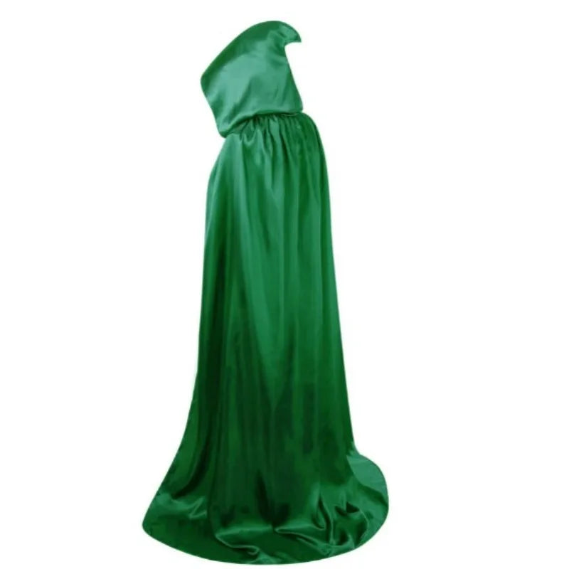 Hooded Witch Cloak Black Long Robe Halloween Costume Unisex