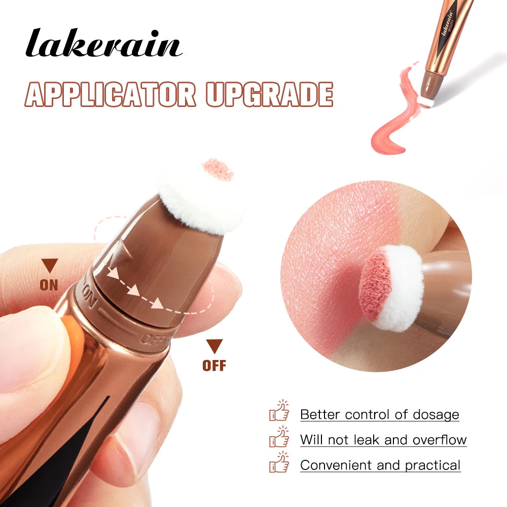 Beauty Blush Wand Easy Liquid Blush Face Blusher Natural Cream Cheek Tint Brighten Eye Highlight Contour Stick Sponge Head Peaceful Pleasures Health and Wellness