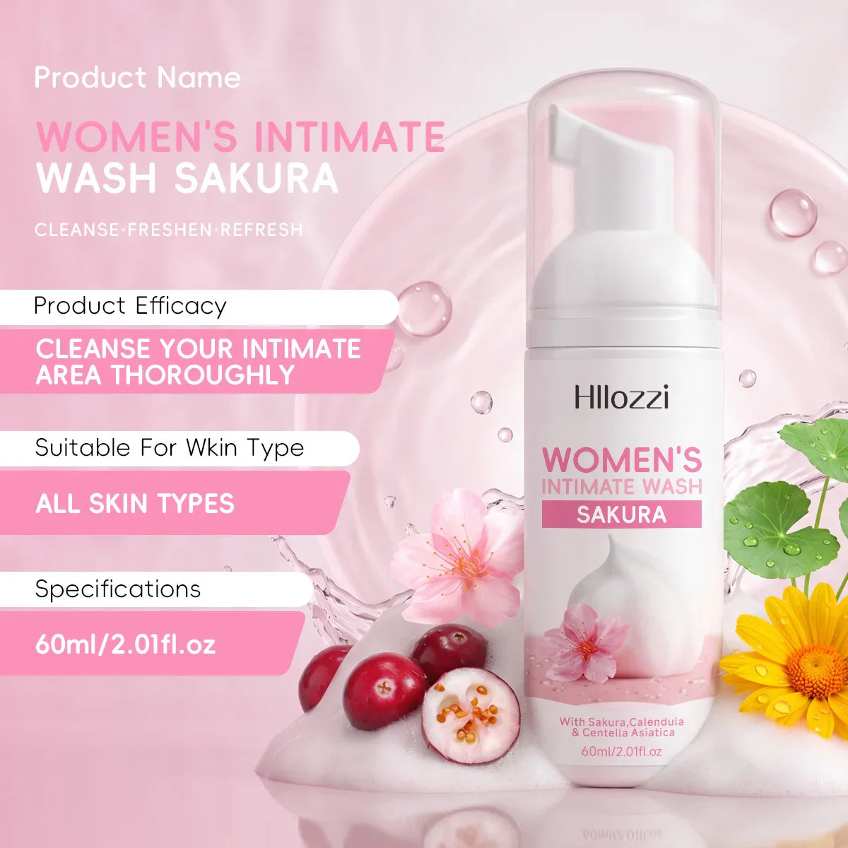 Women's Sakura Intimate Wash – pH-Gentle, Rich Foam Daily Cleanse