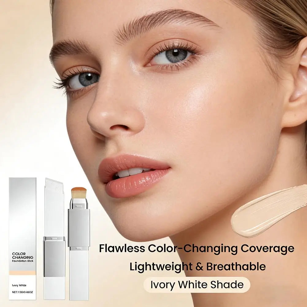 Color Changing Foundation Stick | Matte Buildable Coverage + Brush