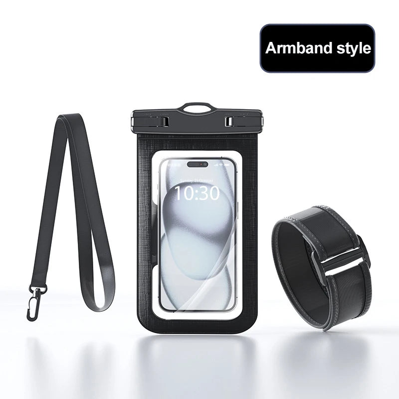 waterproof phone pouch for swimming bag phone case under water IPX8 waterproof bag diving phone case waterproof phone pack Peaceful Pleasures Health and Wellness Black