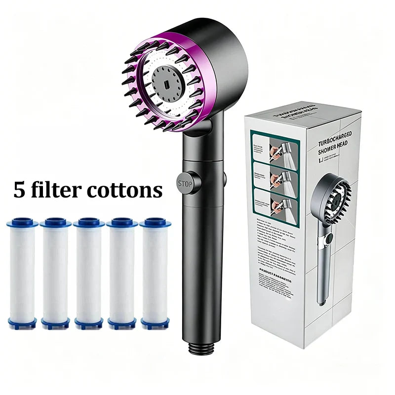 3-Mode High Pressure Filter Shower Head | One-Click Stop