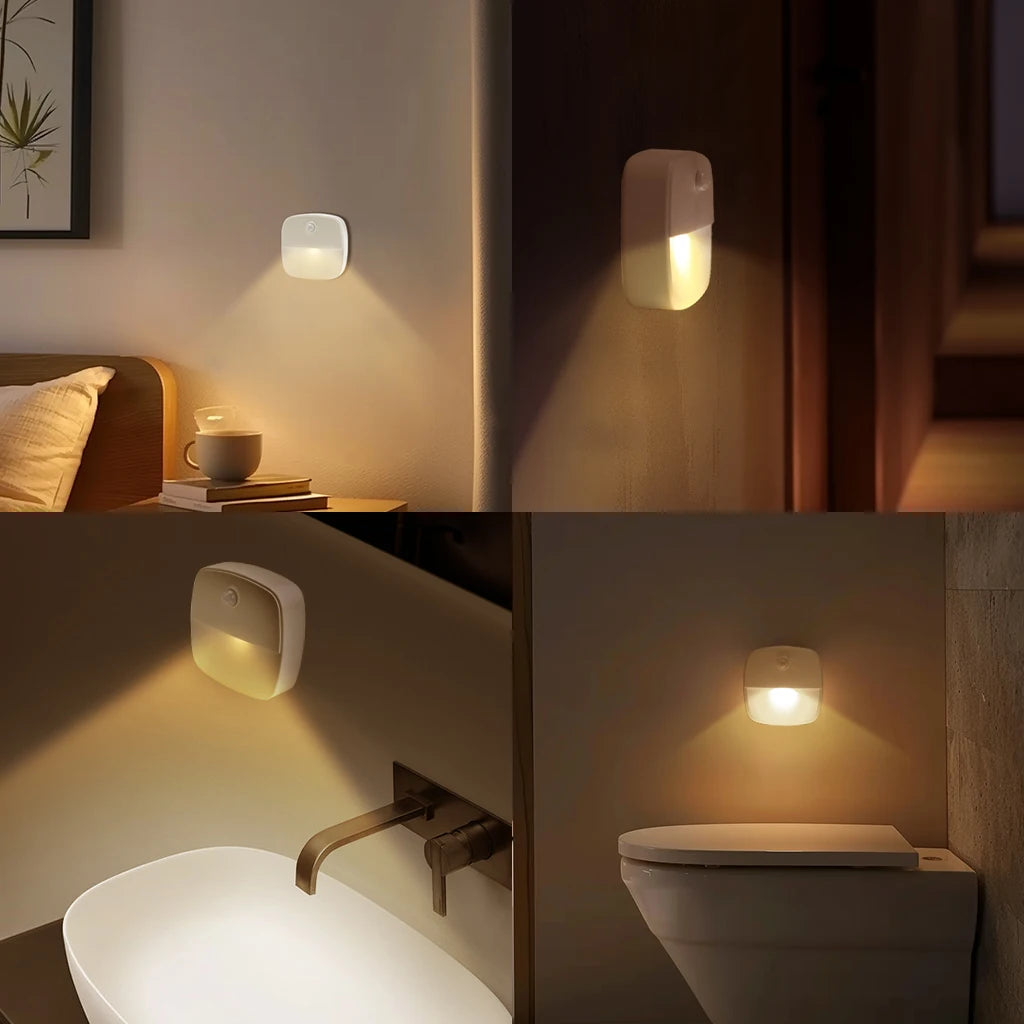 Motion Sensor LED Night Light Battery Operated Bedroom Stick on Warm Light for Bathroom Kitchen Cabinet Cupboard Hallway Stairs Peaceful Pleasures Health and Wellness