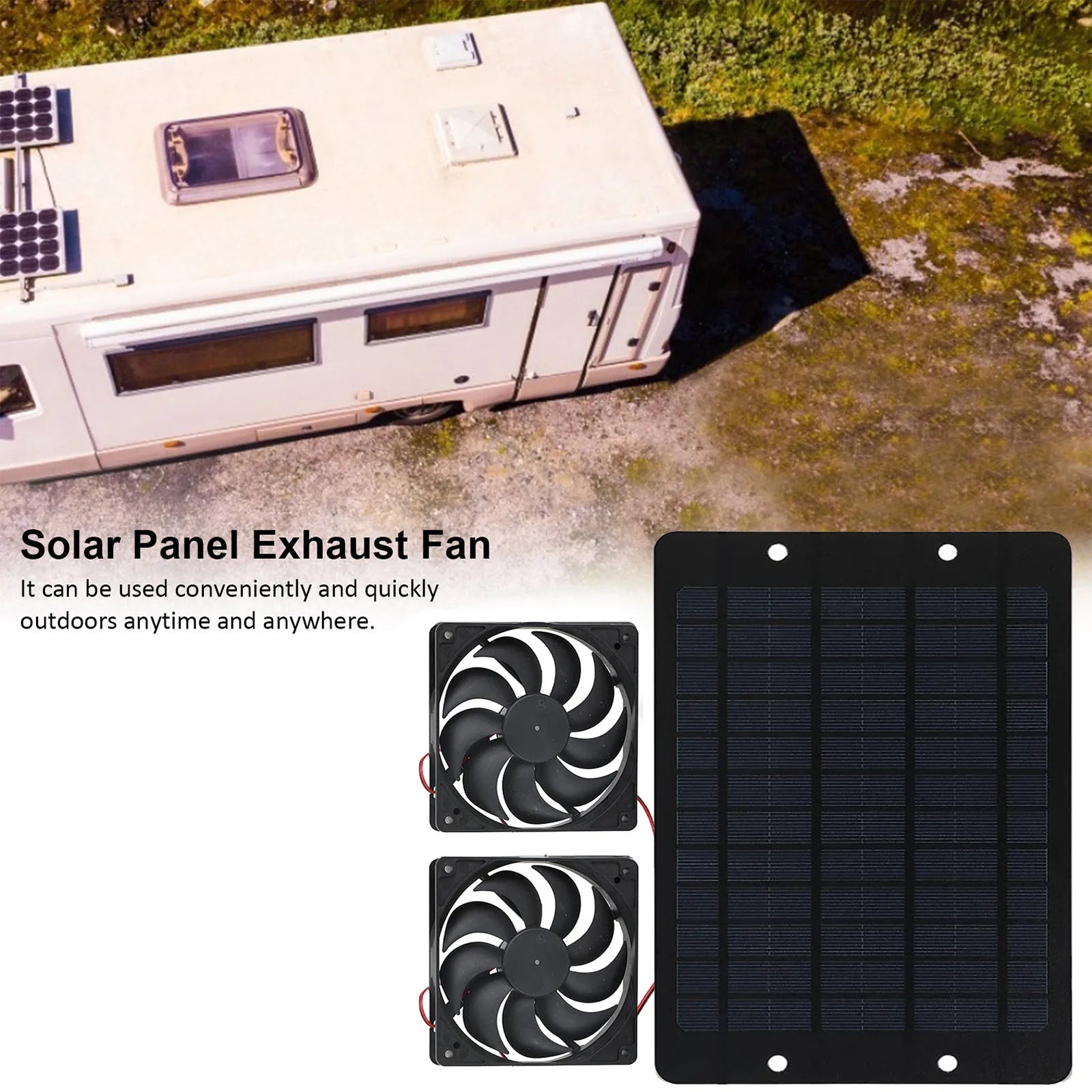 Solar Powered Fan Exhaust Fan Waterproof Dual Exhaust Fan Air Extractor For Camping Greenhouse Kitchen Animal House Peaceful Pleasures Health and Wellness