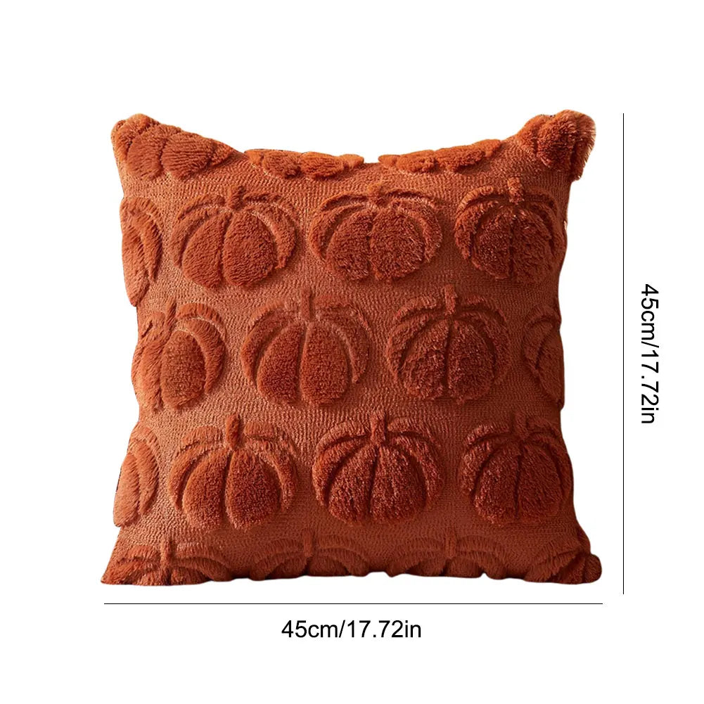 Halloween Plush Faux Fur Pillowcase Washable Soft Pillow Case Comfortable Ghost&Pumpkin Pillow Cover for Festive Home Accent Peaceful Pleasures Health and Wellness M