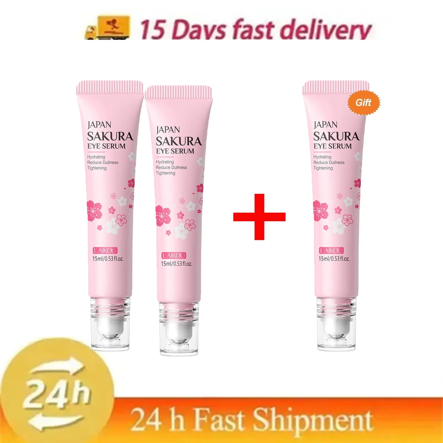 Sakura Eye Bag Repair Serum Roller Massage Cream Anti-Wrinkle Firming Skin Fine Lines Anti Dark Circles Puffiness Brighten Eye Peaceful Pleasures Health and Wellness Buy 2 get 1 free