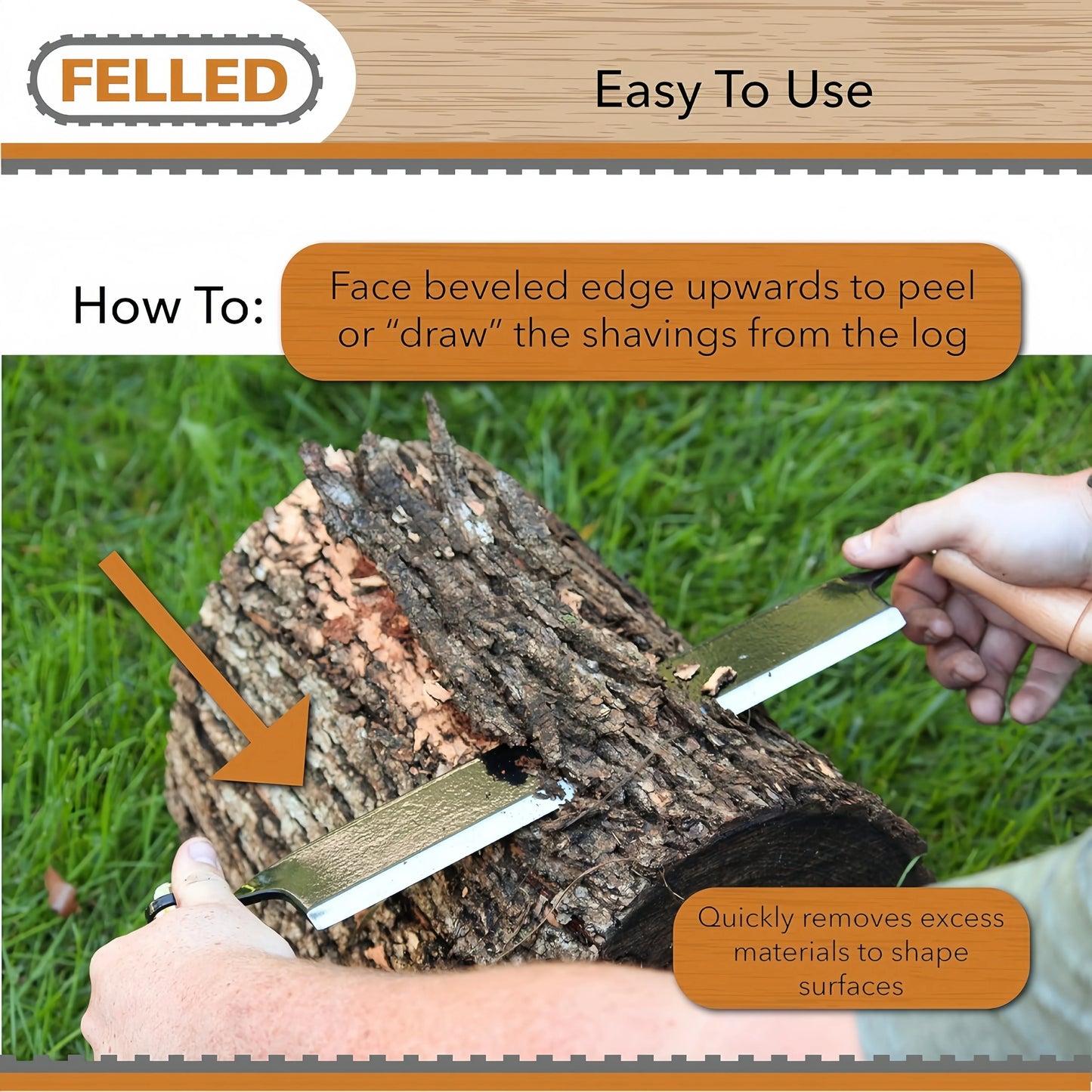 Draw Shave Knife Tool Woodworking Debarking Hand Bark Wooden Handle