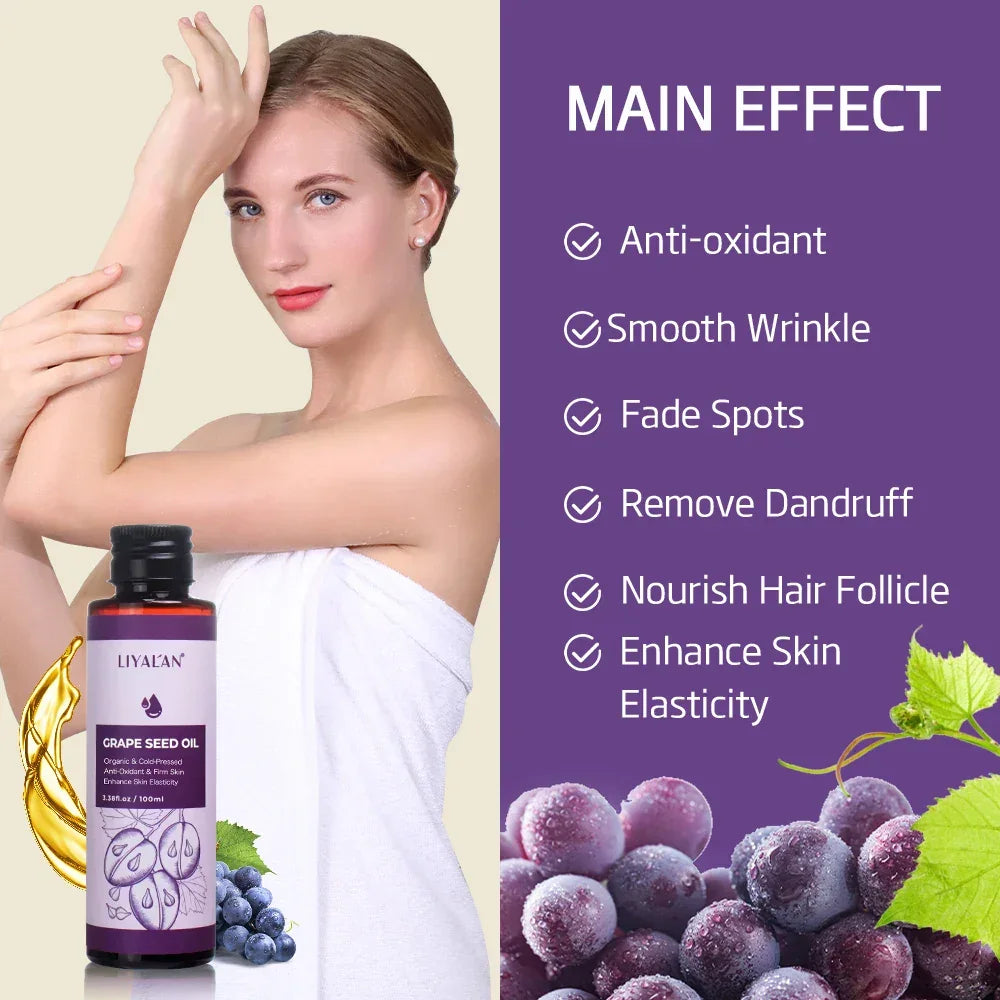 Organic Cold-Pressed Grape Seed Oil – 100ml Carrier Oil Peaceful Pleasures Health and Wellness