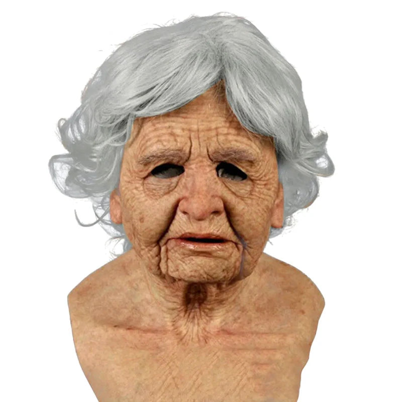 Grandpa Grandma Full Head Latex Mask | Halloween Cosplay Prop