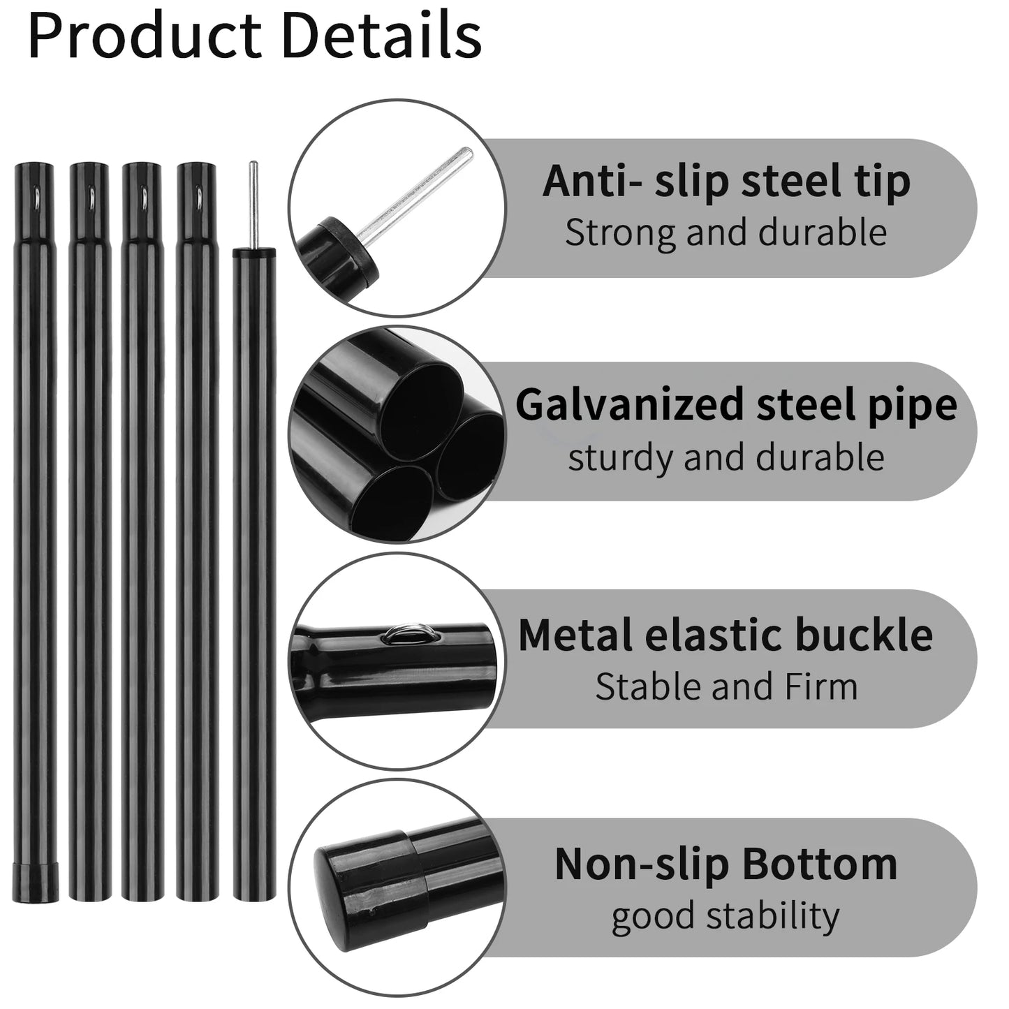 1 Pair 10 Sections Thicken Tent Rod Max 1.9M Aluminum Tarp Pole Accessories with Bags For Outdoor Camping Shelter Awning Canopy Peaceful Pleasures Health and Wellness