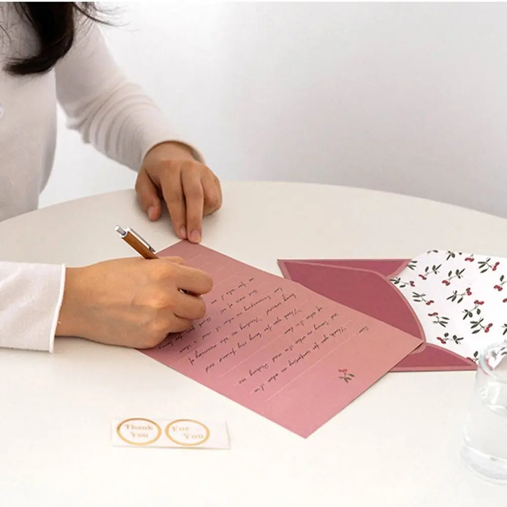 Gift Card Flowers Floral Envelopes with Stickers Greeting Letter Pads Kawaii DIY Postcard Letter Writing Paper Wedding Party Peaceful Pleasures Health and Wellness