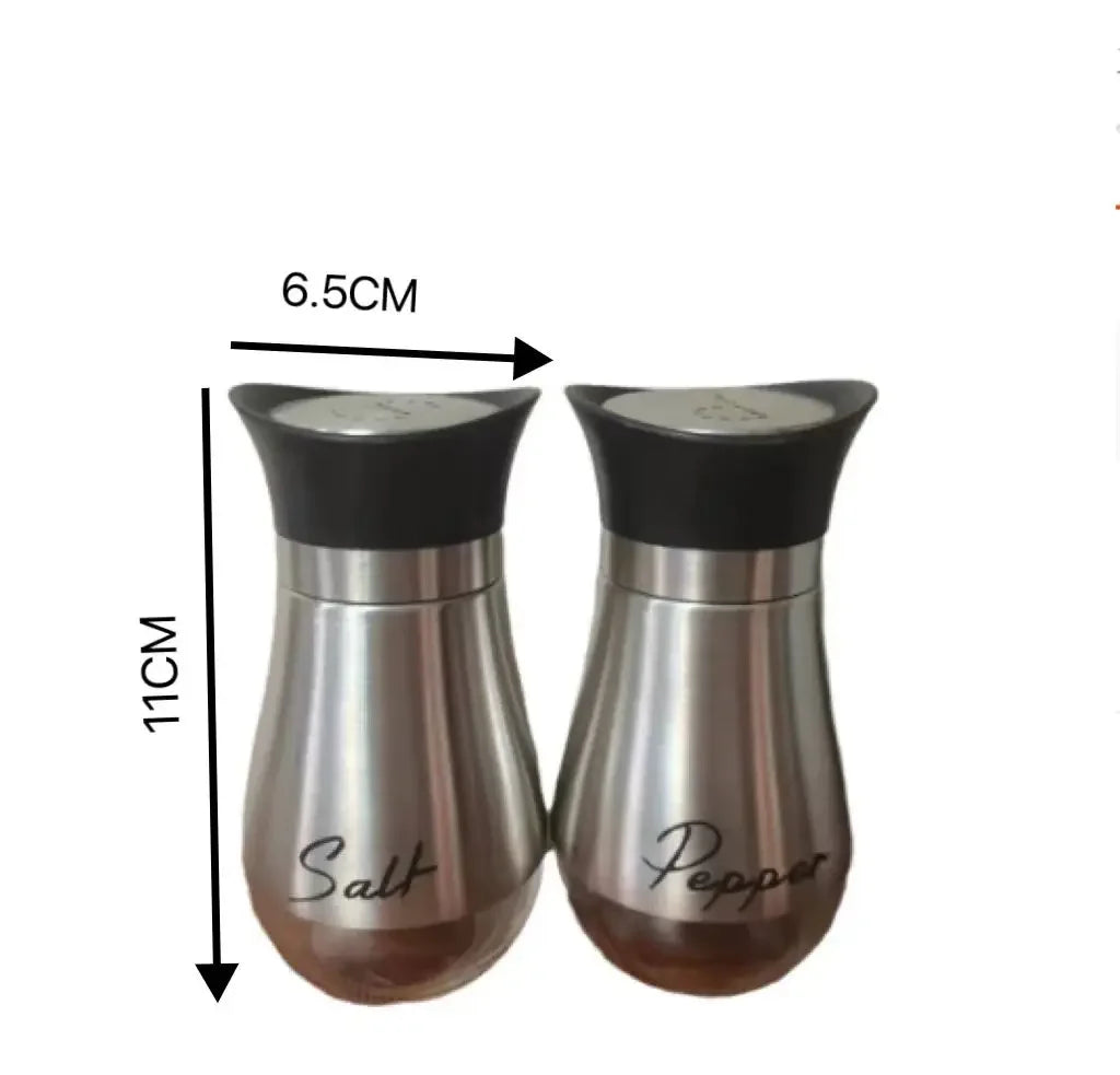 2 practical reusable seasoning containers salt and pepper bottle set sealed and moisture-proof for home and commercial kitchens Peaceful Pleasures Health and Wellness Silvery
