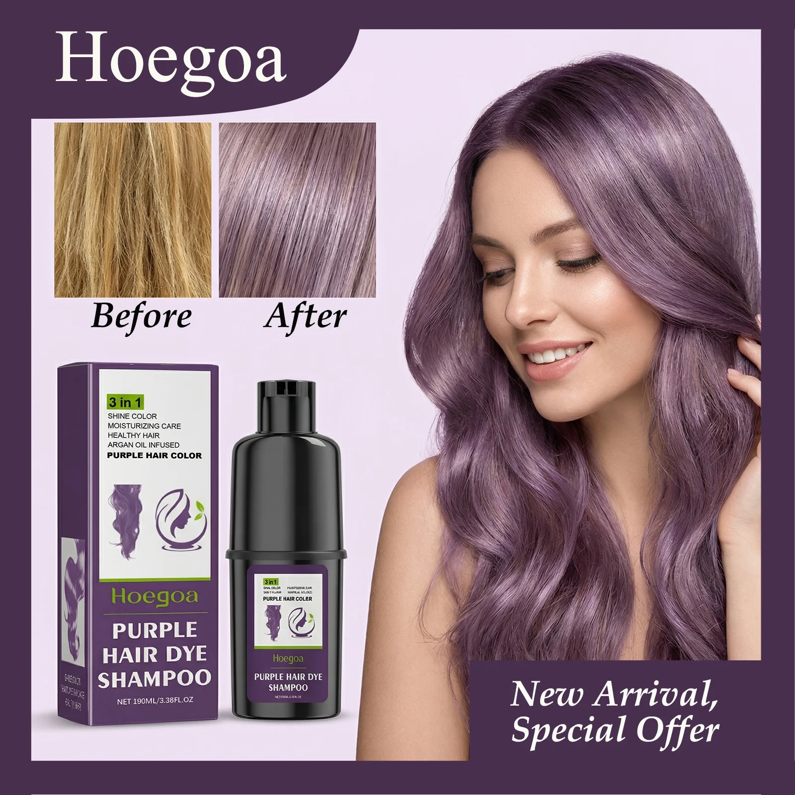HOEGOA 100mL Purple Hair Dye Shampoo Fast Hair Dyeing Effect Easy To Use Moisturizes Hair Makes Hair Shiny Hair Color Shampoo Peaceful Pleasures Health and Wellness