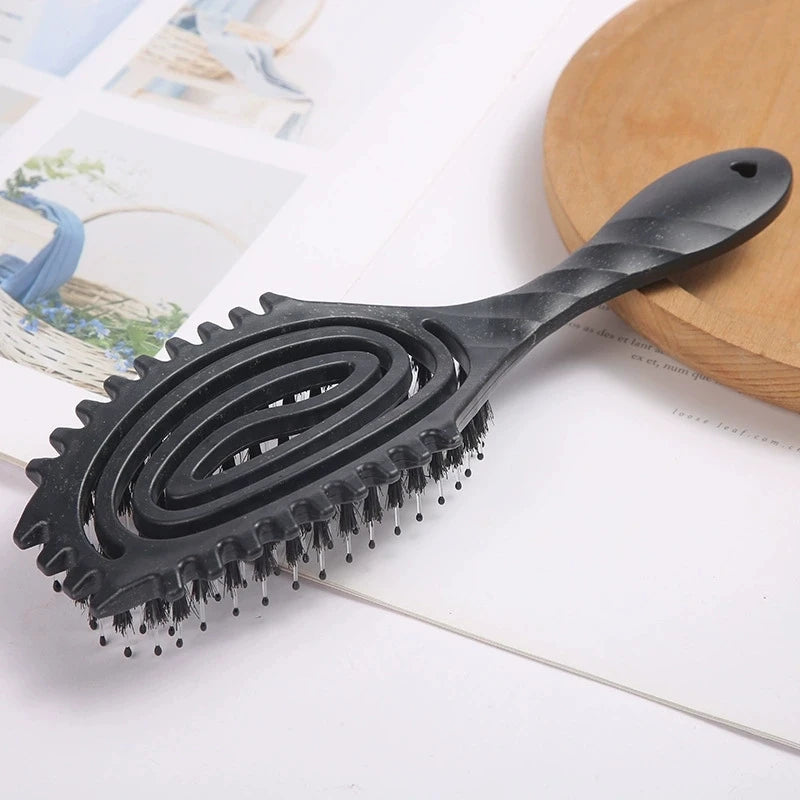 2-Piece Hollowed Hair Comb & Scalp Massage Brush Set for Wigs Hair Comb & Brush Set Peaceful Pleasures Health and Wellness black