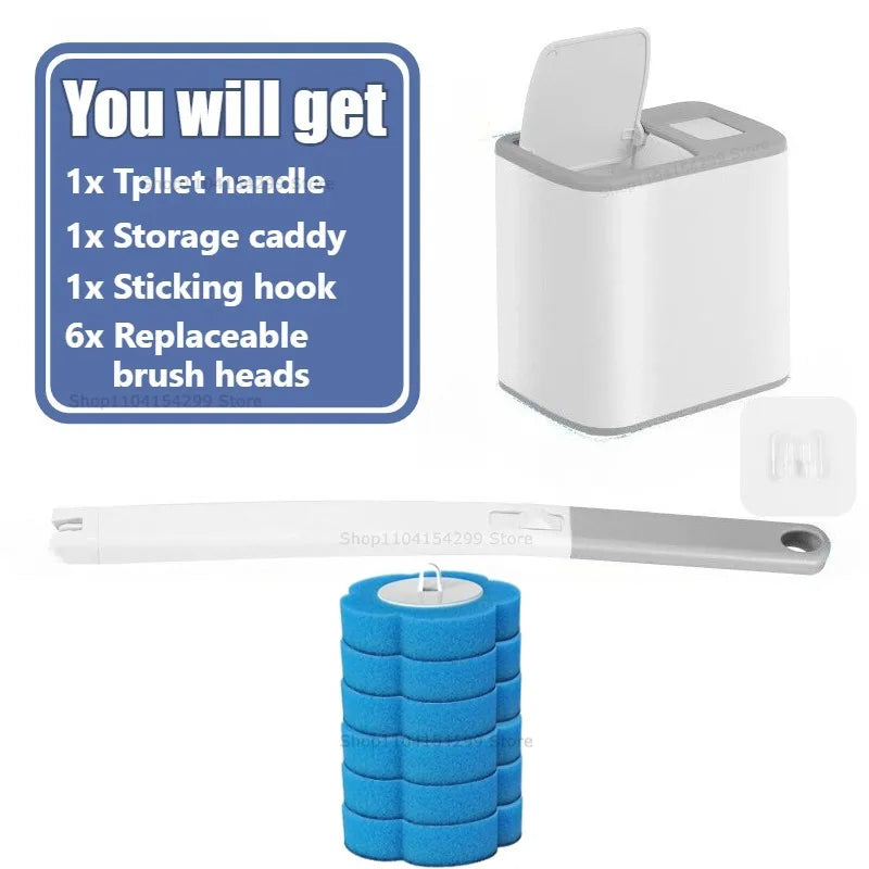 Disposable Toilet Brush Kit | Long Handle & Wall Mount